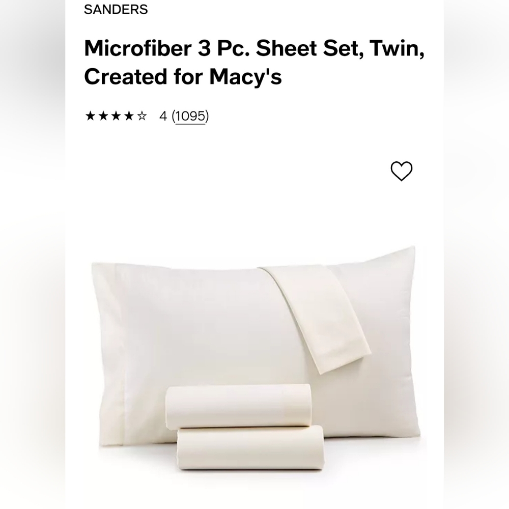 3 PC Twin Microfiber Sheet Set